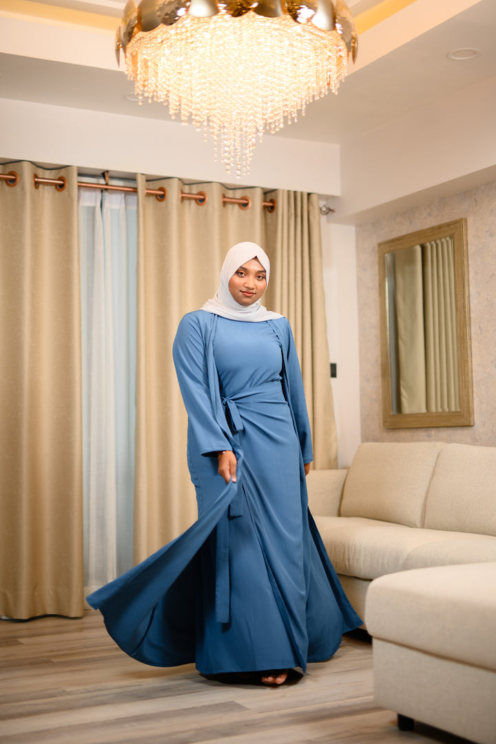 Norah Open Abaya in Rich Blue